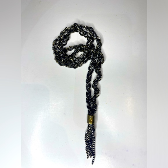 Twisted blackened chain necklace. Mala style length. Statement piece ! - Picture 3 of 7